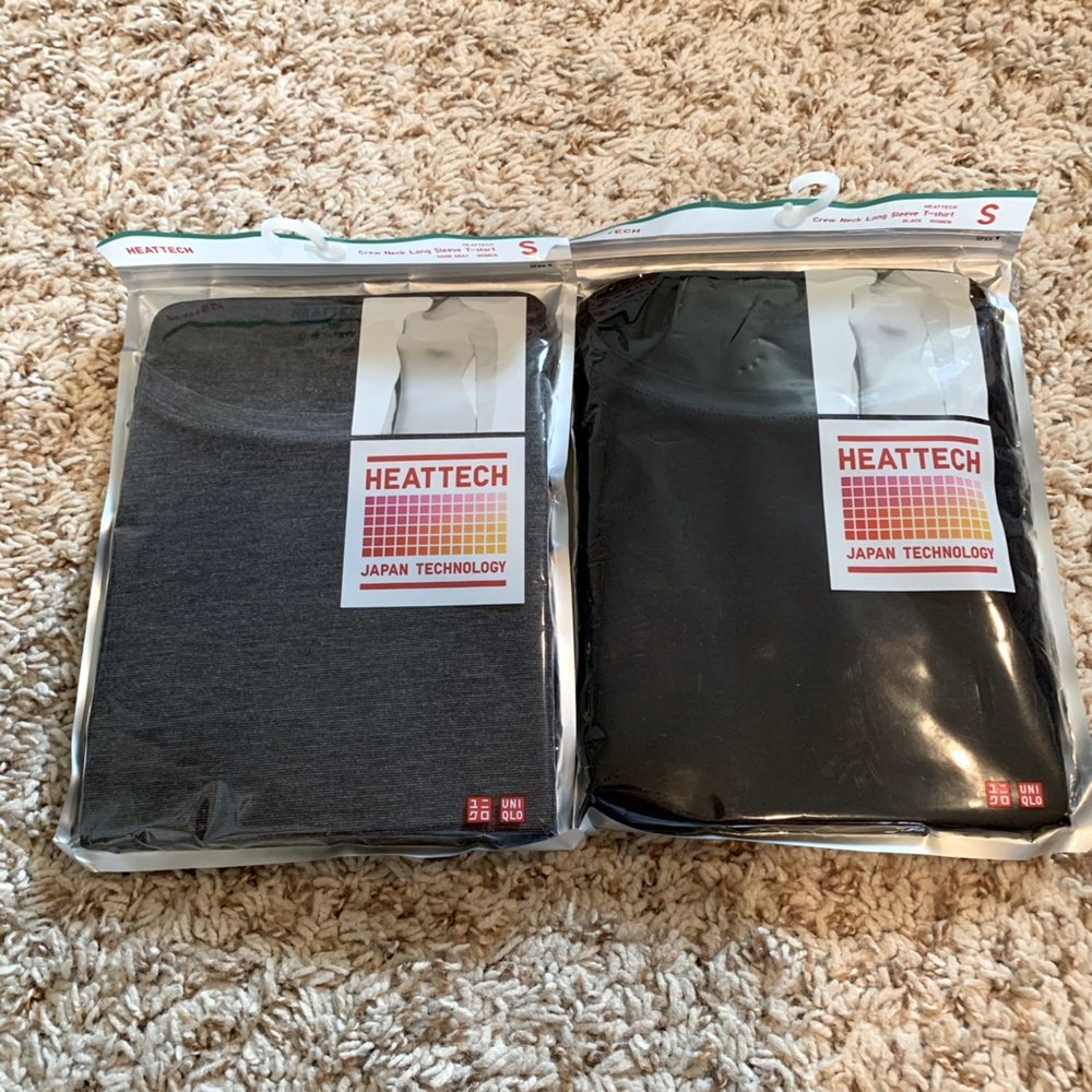 2 NWT Crewneck Long sleeve Heattech T-shirts